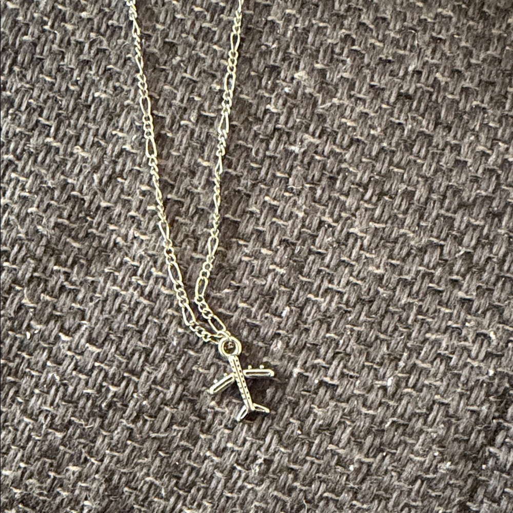 Silver Airplane Pendant Necklace